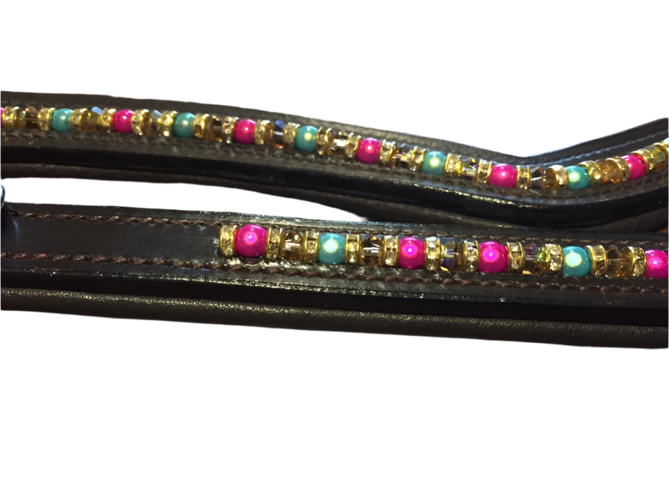 Beaded Leather Browband – Fancy Wholesale Browband for Horses
