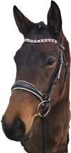 Bling Silver & Black Leather Bridle with Reins | Wholesale