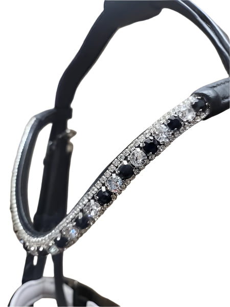 Bling Silver & Black Leather Bridle with Reins | Wholesale