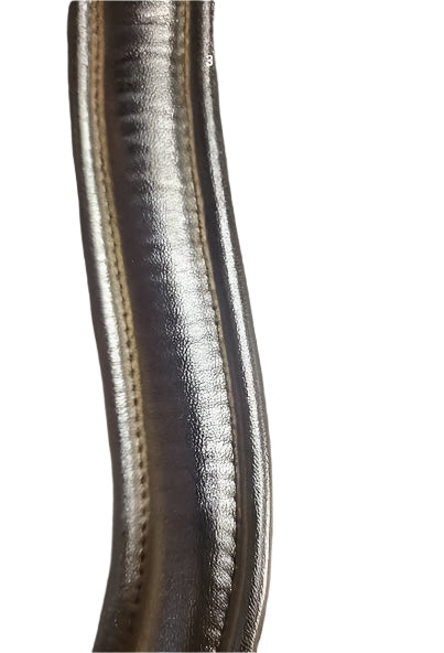 Black Patent Leather Headcollar with Rose Gold Piping