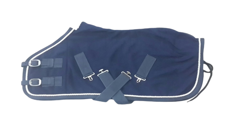 ELEGANT NAVY HORSE STABLE SHEET – CLASSIC ROPE TRIM DESIGN