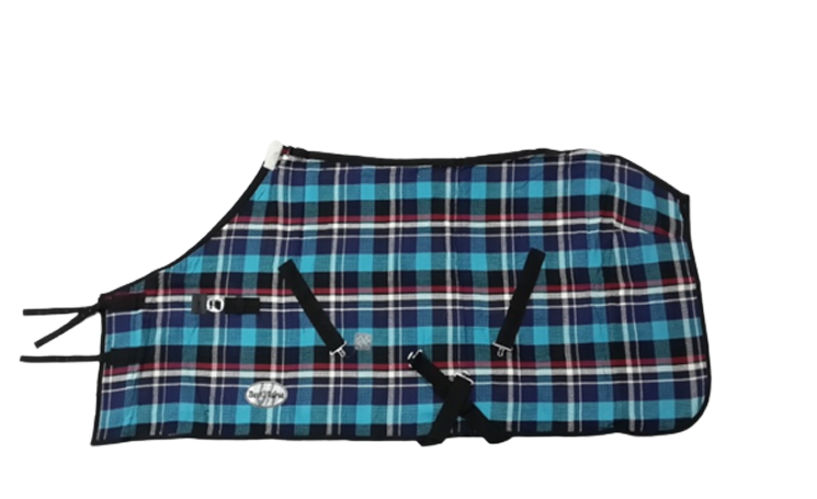 CLASSIC TEAL TARTAN PLAID HORSE STABLE BLANKET – WARM & STYLISH