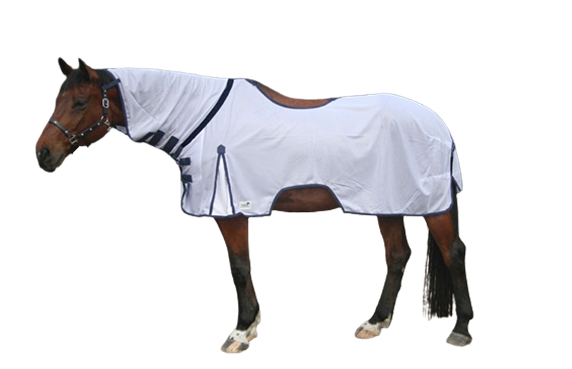 PREMIUM WHITE MESH HORSE FLY SHEET – UV PROTECTION & NECK COVER