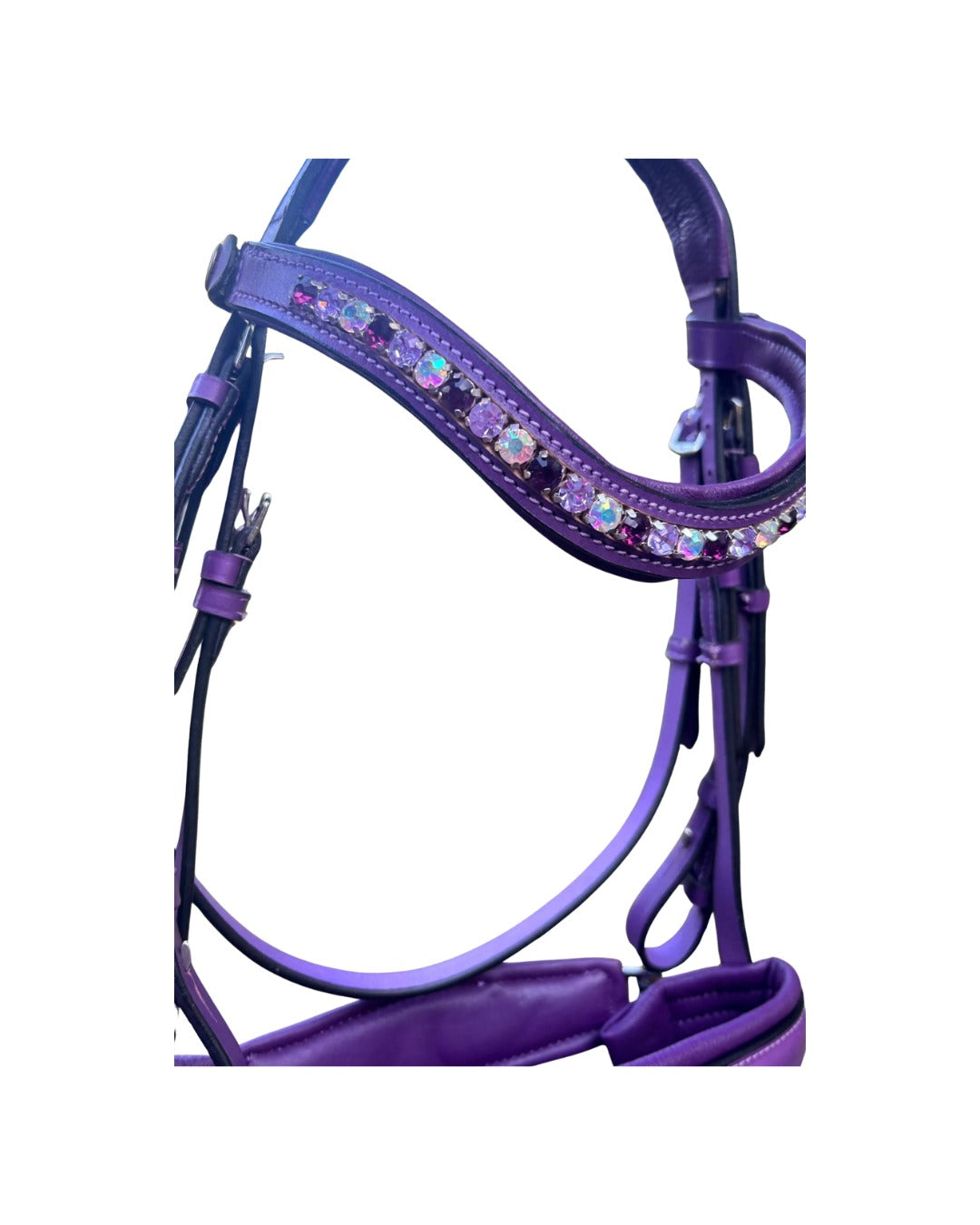 Purple Anatomical Bridle with Crystal Chain – Padded Comfort | B2B Wholesale
