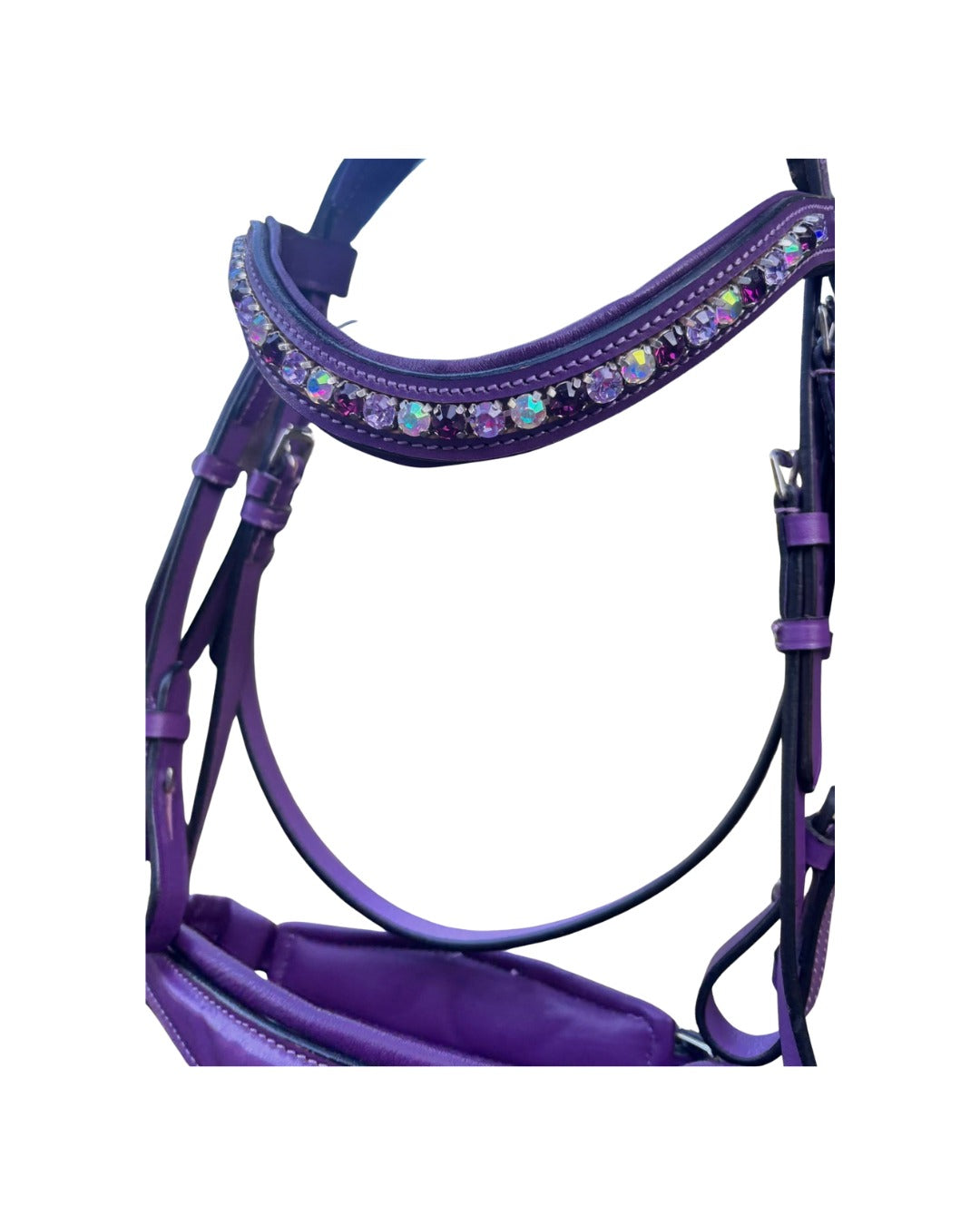 Purple Anatomical Bridle with Crystal Chain – Padded Comfort | B2B Wholesale