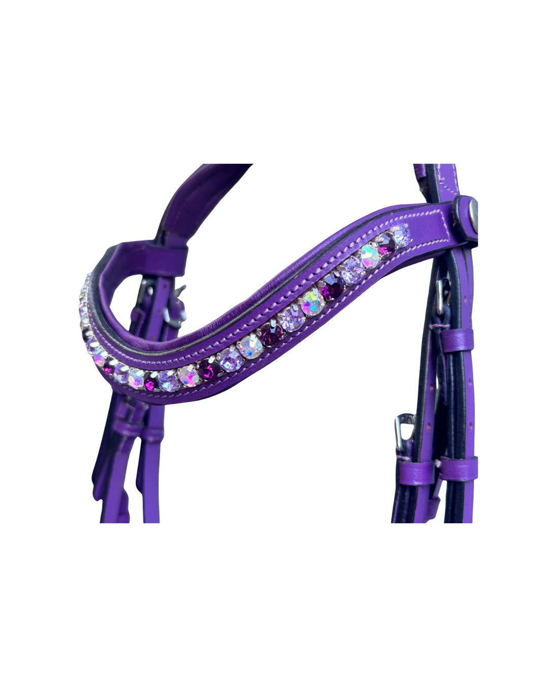 Purple Anatomical Bridle with Crystal Chain – Padded Comfort | B2B Wholesale