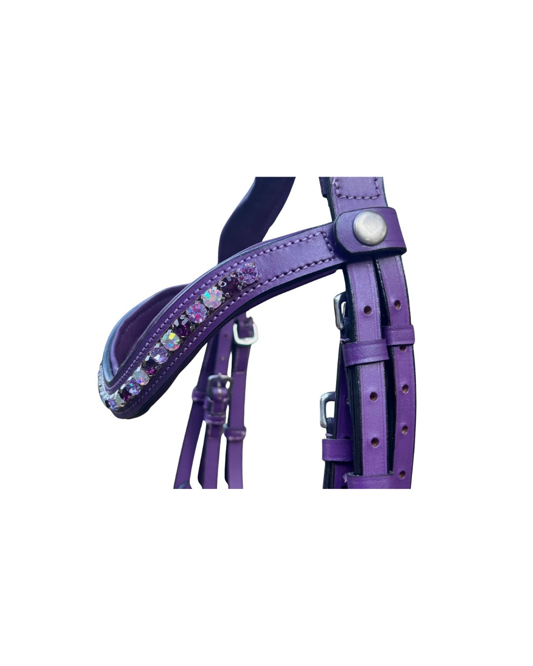 Purple Anatomical Bridle with Crystal Chain – Padded Comfort | B2B Wholesale