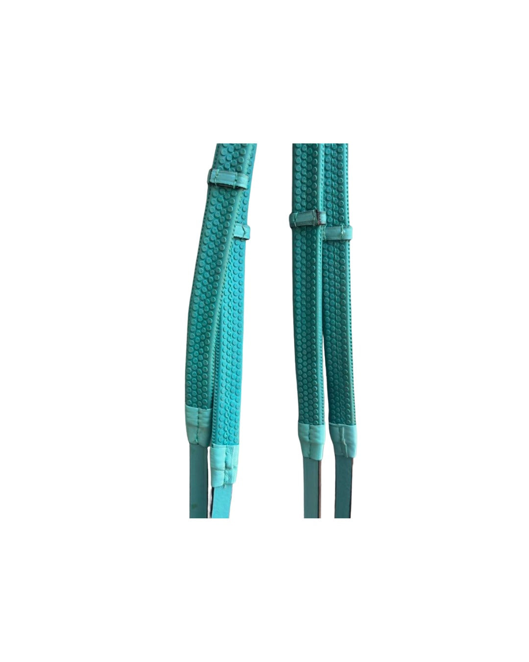 Padded Ocean Blue Flash Noseband Fancy Bridle – Rubber Grip Reins Included