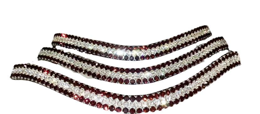 Silver and Red Crystal Browband – Rounded Centerpiece