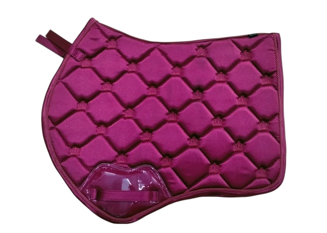MAGENTA ROYAL CROWN SADDLE PAD WITH CLEAR PROTECTION PATCH