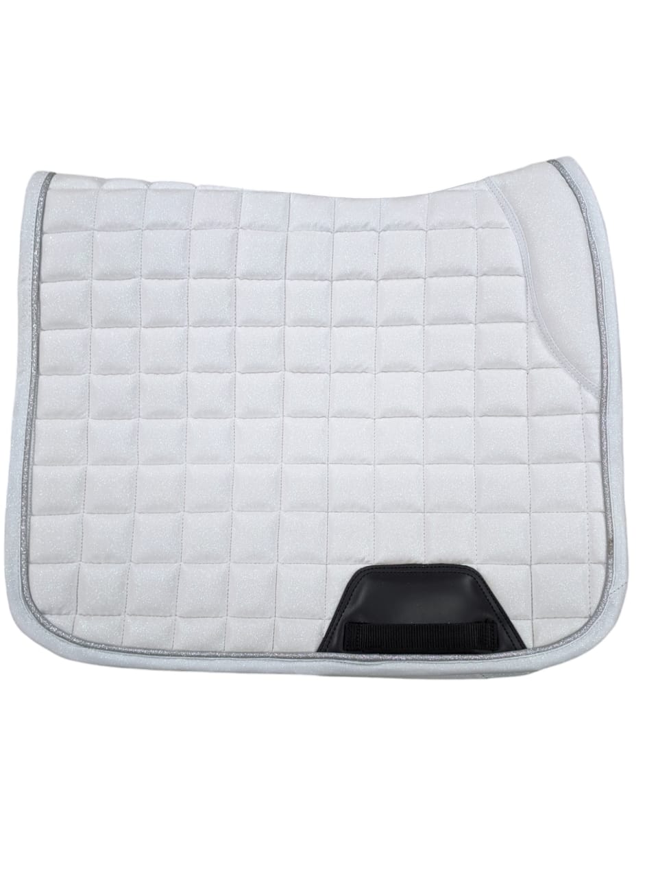 WHITE SHIMMER DRESSAGE SADDLE PAD WITH BLACK REINFORCEMENT