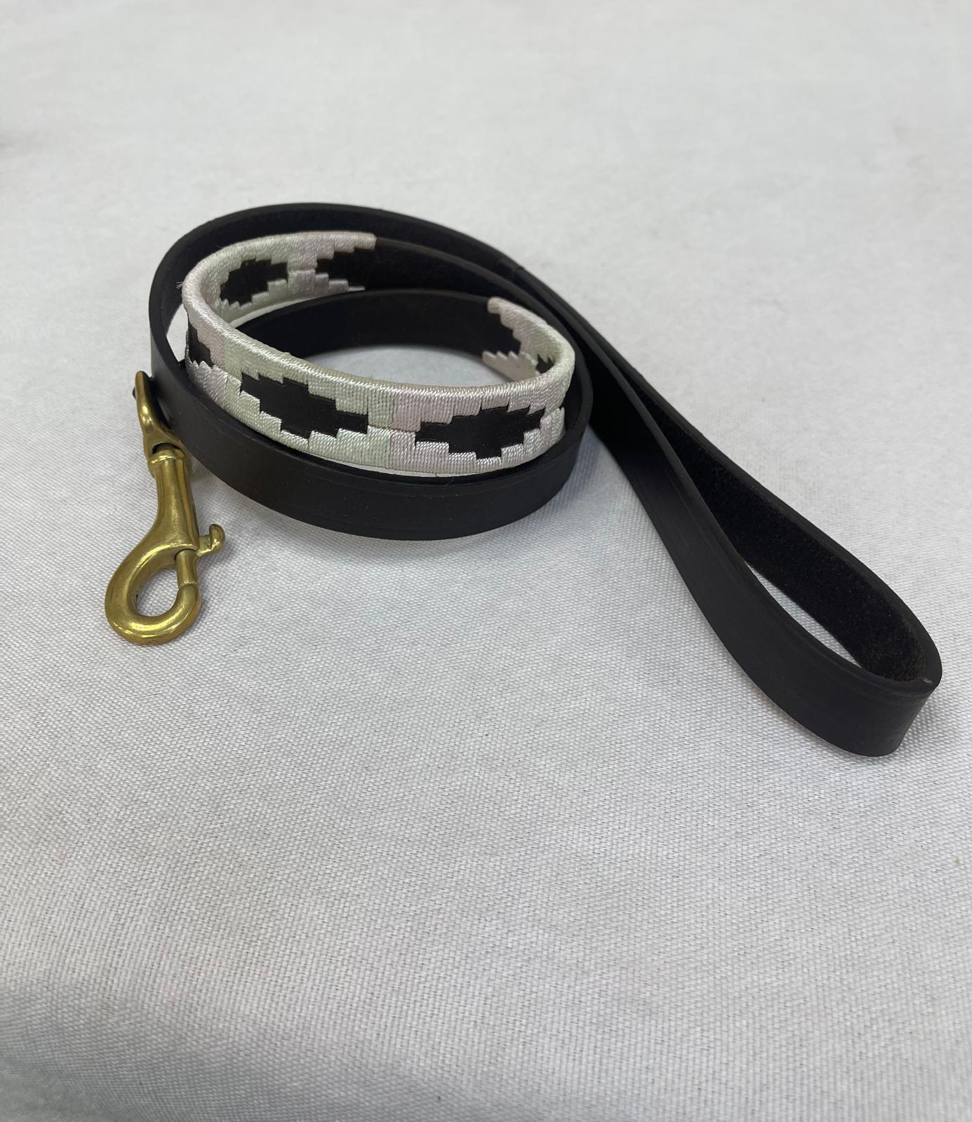 Cream & Black Belt Argentinian Polo Dog Collar & Lead Set