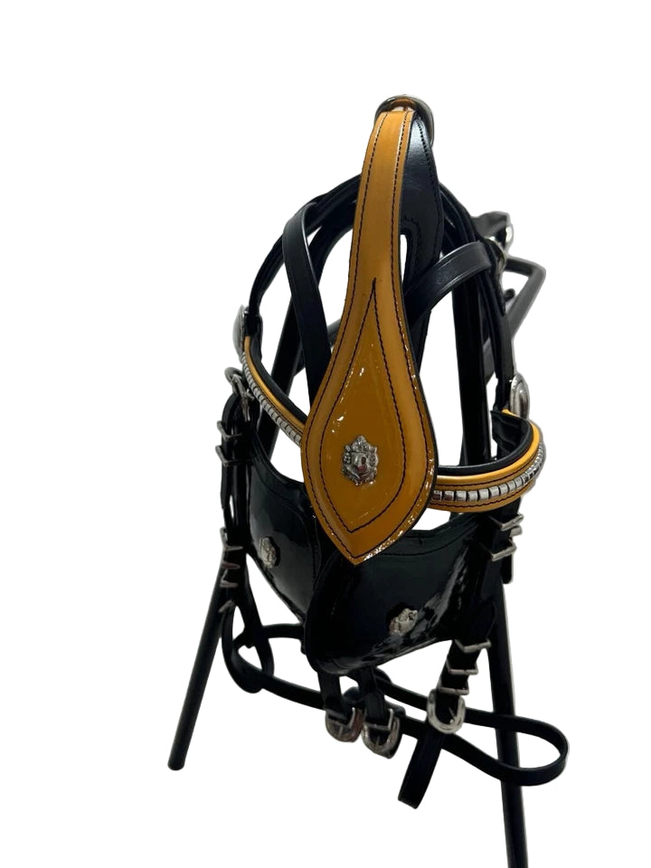 Quick Hitch Leather Harness – Black/Yellow | Wholesale