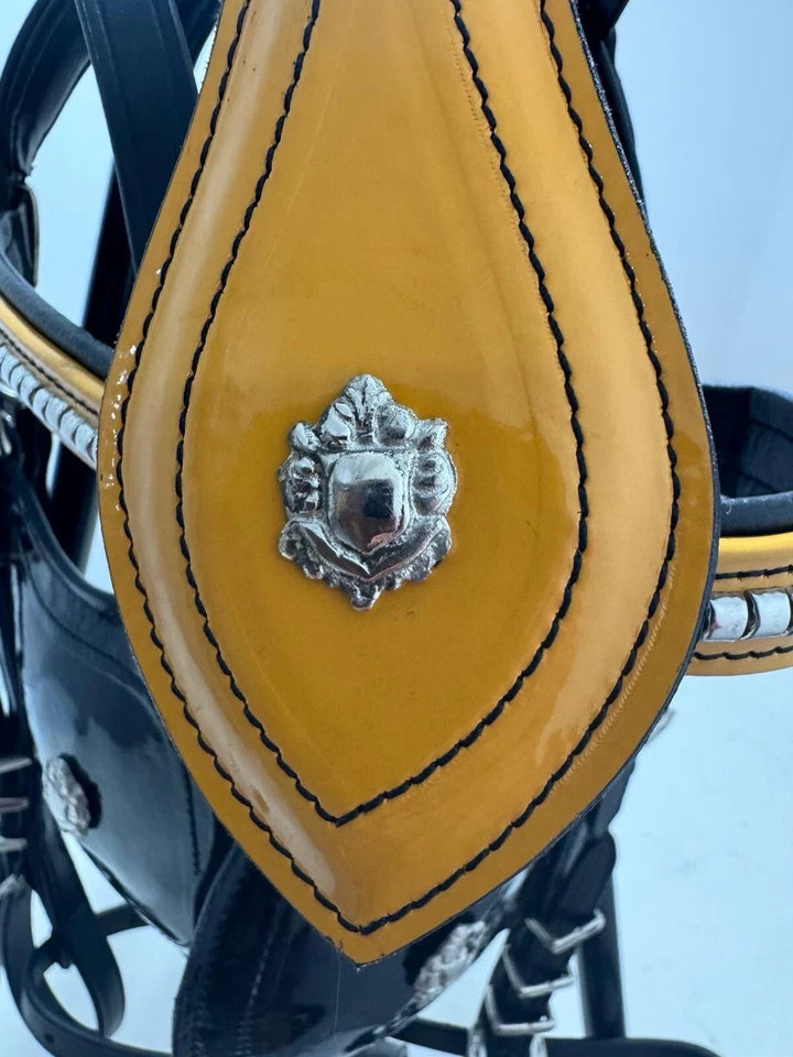Quick Hitch Leather Harness – Black/Yellow | Wholesale