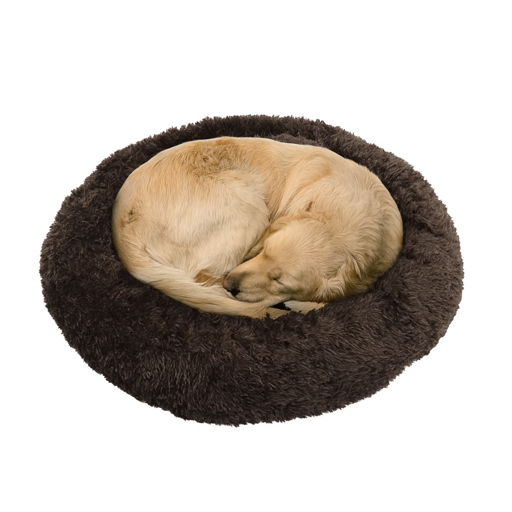 A dog Curled upon Criterion Donut Dog Bed