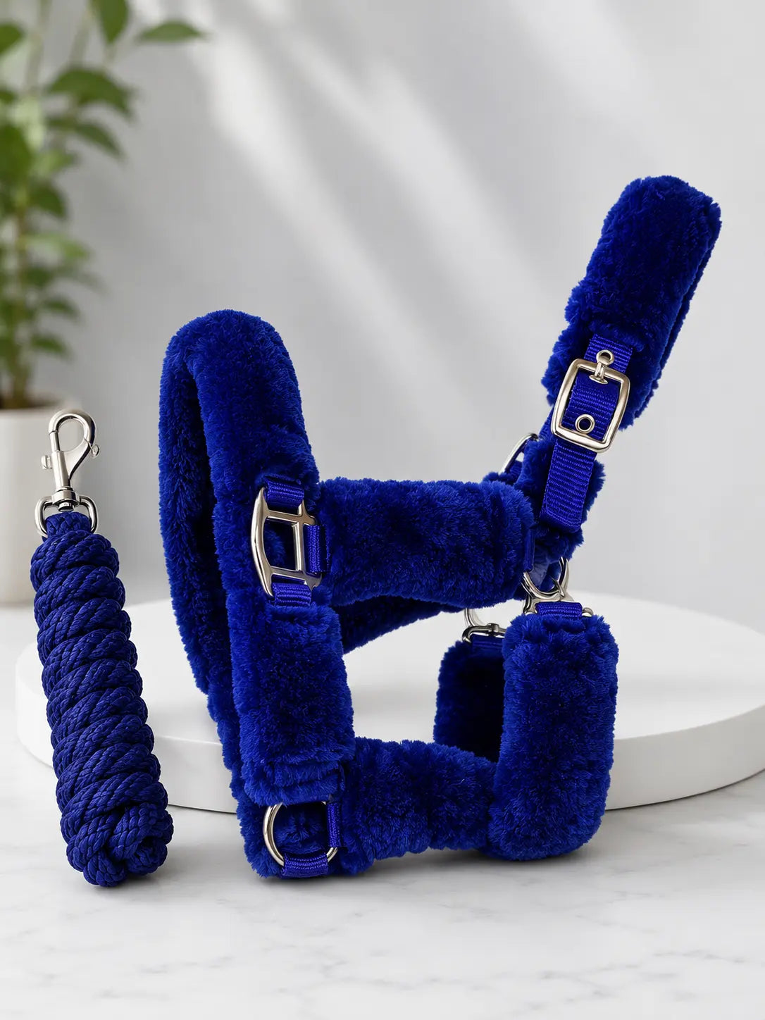 Royal Blue Fluffy Headcollar