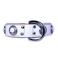 White Swan Cabochon Leather Dog Collar