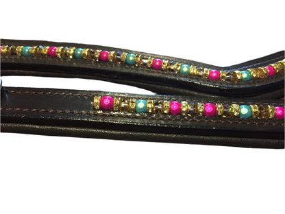 Beaded Leather Browband – Fancy Wholesale Browband for Horses