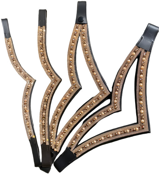 Rose Gold Crystal Browband on Premium Leather