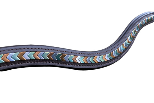 Chevron Beaded Leather Browband – Handmade Fancy Browband for Horses