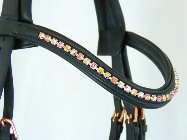 Rose Gold Anatomical Grackle Bridle with DAZZLE Crystal Detail