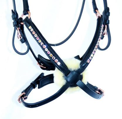Rose Gold Anatomical Grackle Bridle with DAZZLE Crystal Detail