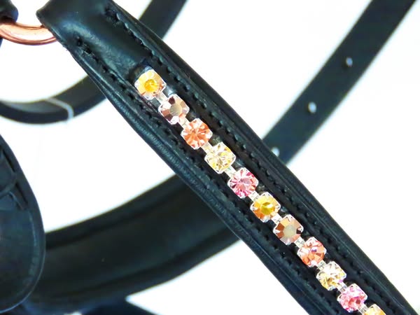 Rose Gold Anatomical Grackle Bridle with DAZZLE Crystal Detail