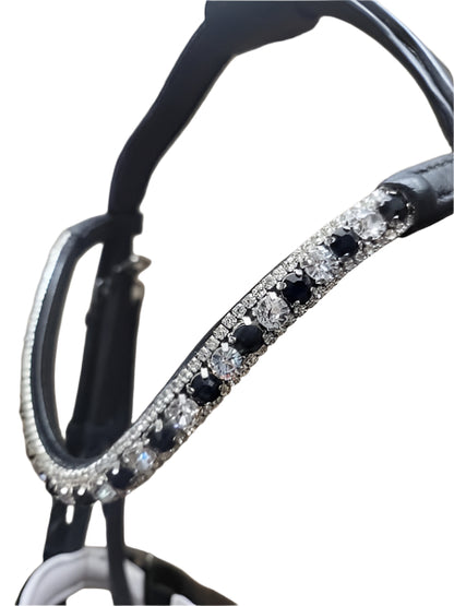 Bling Silver & Black Leather Bridle with Reins | Wholesale