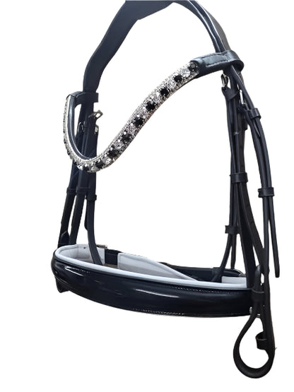 Bling Silver & Black Leather Bridle with Reins | Wholesale