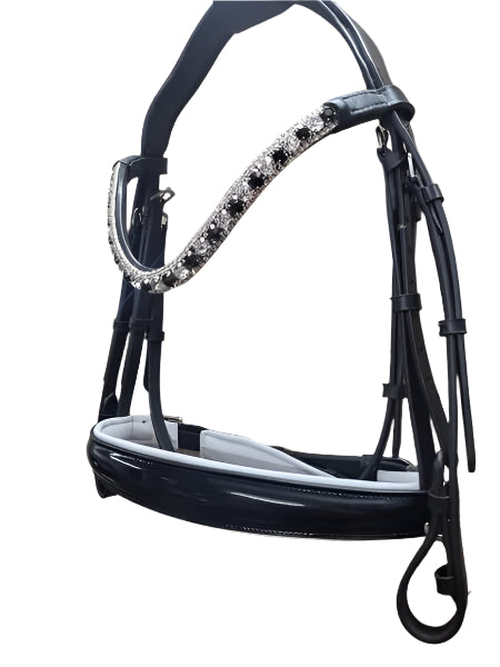 Bling Silver & Black Leather Bridle with Reins | Wholesale