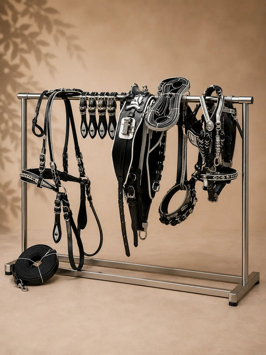 Premium Leather Show Quick Hitch – Full Brass Work | Cob, Pony & Shetland Sizes