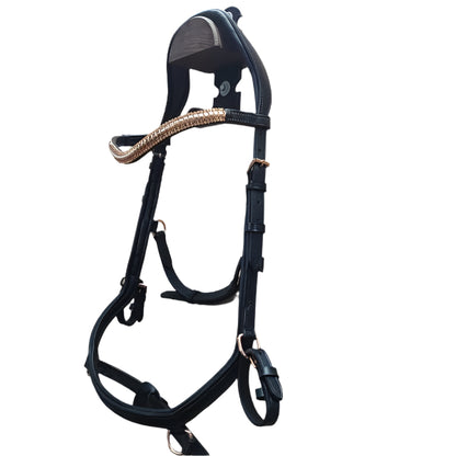 Micklem Style Bridle with Rose Gold Clincher Browband – Wholesale