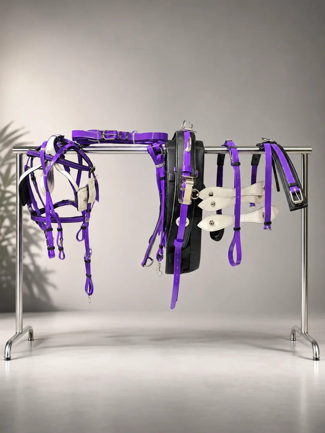 Purple & White Biothane Quick Hitch Harness | Waterproof Waffle Performance Pad
