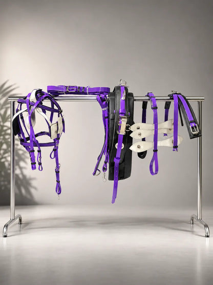 Purple & White Biothane Quick Hitch Harness | Waterproof Waffle Performance Pad