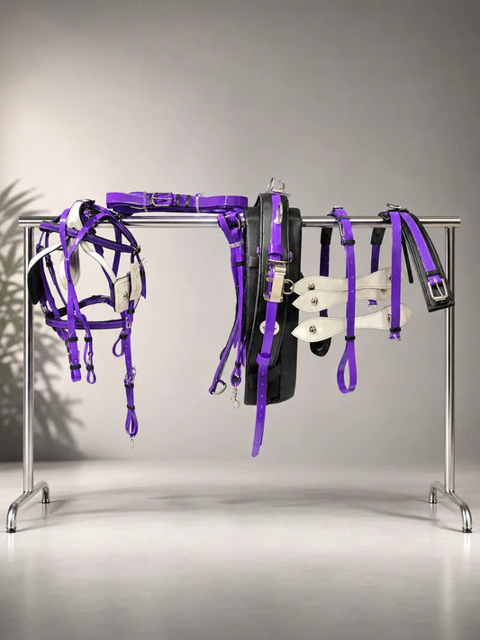 Purple & White Biothane Quick Hitch Harness | Waterproof Waffle Performance Pad