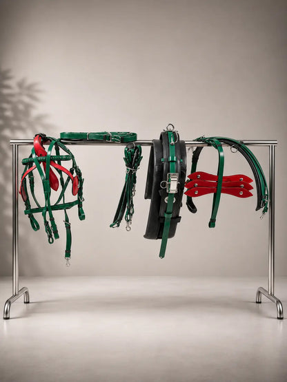 Green & Red Biothane Quick Hitch Harness | Waterproof Waffle Performance Pad