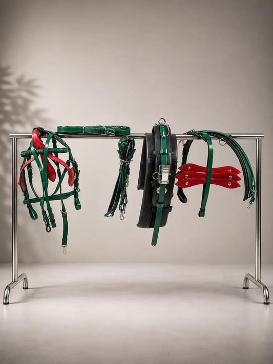 Green & Red Biothane Quick Hitch Harness | Waterproof Waffle Performance Pad