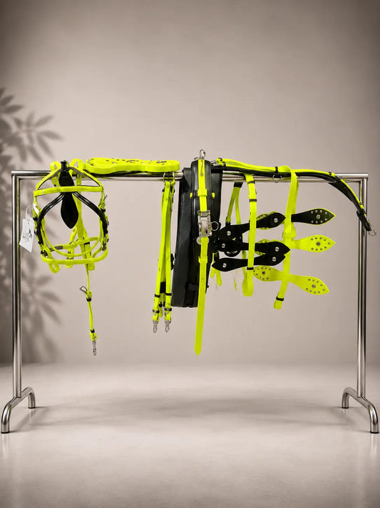 Neon Lime Biothane Quick Hitch Harness | Waterproof Waffle Performance Pad