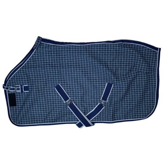 DURABLE NAVY CHECK HORSE STABLE SHEET – BREATHABLE & VERSATILE