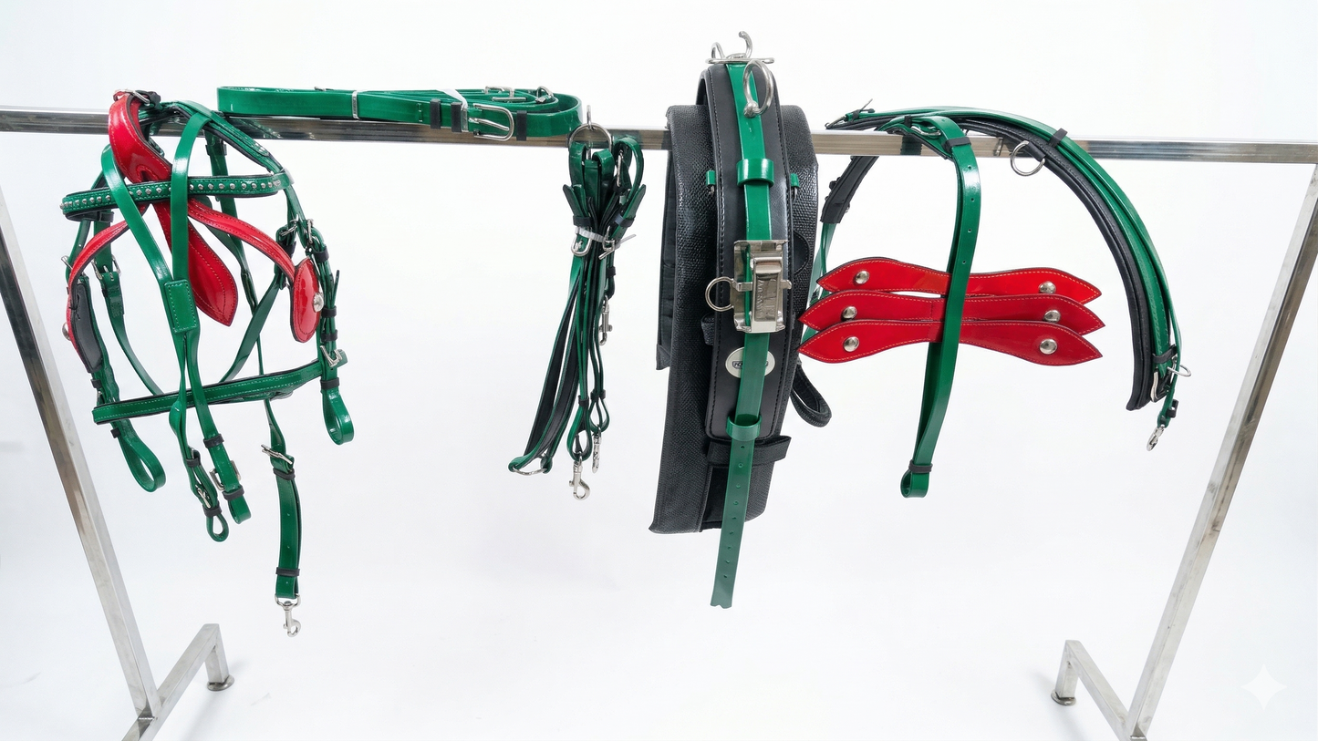 Green & Red Biothane Quick Hitch Harness | Waterproof Waffle Performance Pad