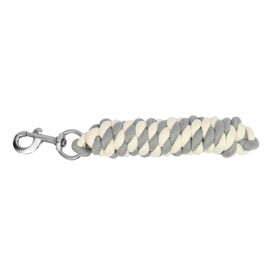 Criterion 2m Handmade Horse Lead Rope – Cream Grey, Cotton-Poly with Silver Clip