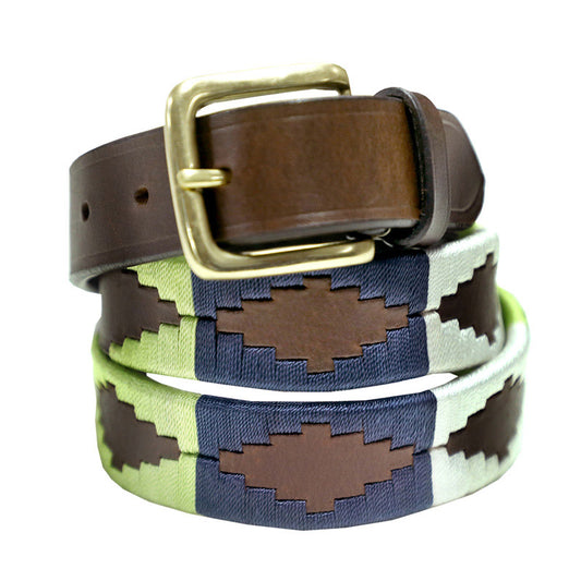 rider polo belts green and white handwoven