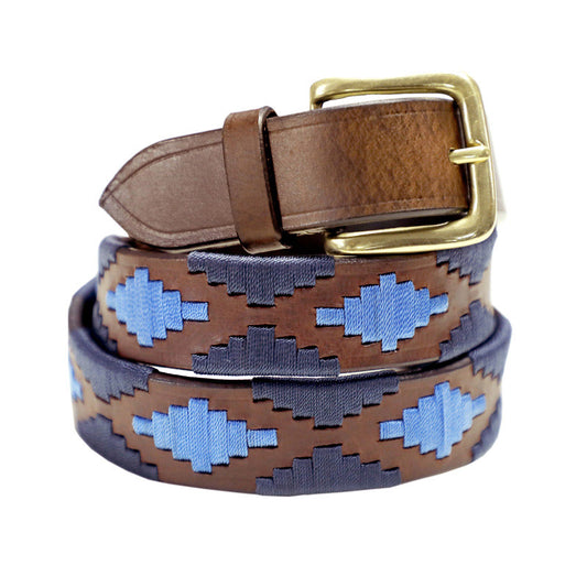 Oxford Navy & Sky Leather Polo Belt