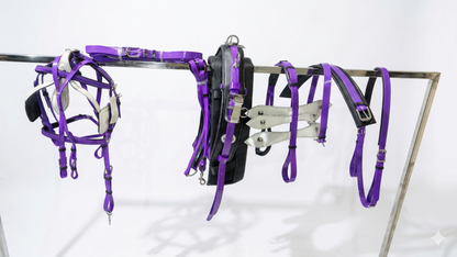 Purple & White Biothane Quick Hitch Harness | Waterproof Waffle Performance Pad