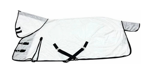 WHITE WATERPROOF HORSE SHEET WITH NECK –  RAIN PROTECTION
