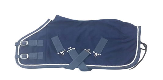 ELEGANT NAVY HORSE STABLE SHEET – CLASSIC ROPE TRIM DESIGN