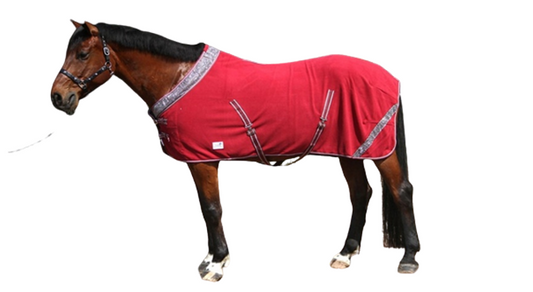 VIBRANT RED FLEECE HORSE COOLER RUG – HIGH VISIBILITY TRIM