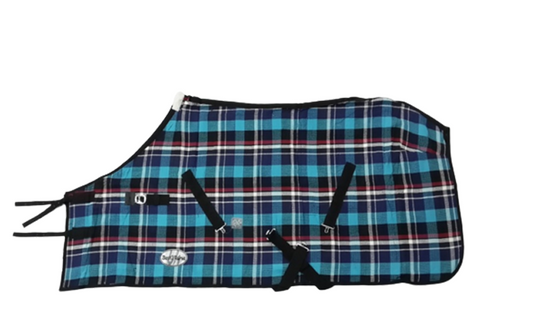 CLASSIC TEAL TARTAN PLAID HORSE STABLE BLANKET – WARM & STYLISH