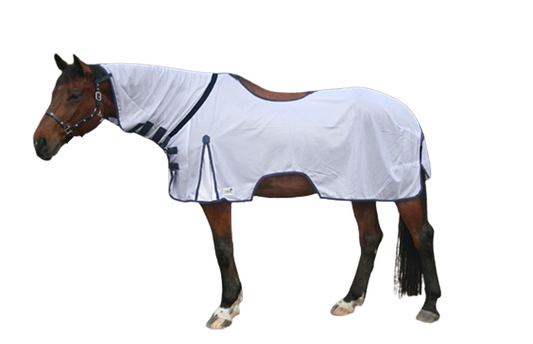 PREMIUM WHITE MESH HORSE FLY SHEET – UV PROTECTION & NECK COVER