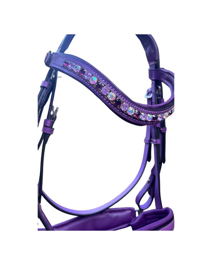 Purple Anatomical Bridle with Crystal Chain – Padded Comfort | B2B Wholesale